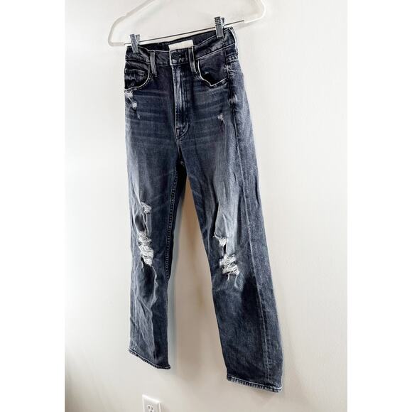 Mother High Waisted Rider Ankle Distressed Jeans After Midnight With Molly Black - Picture 11 of 13